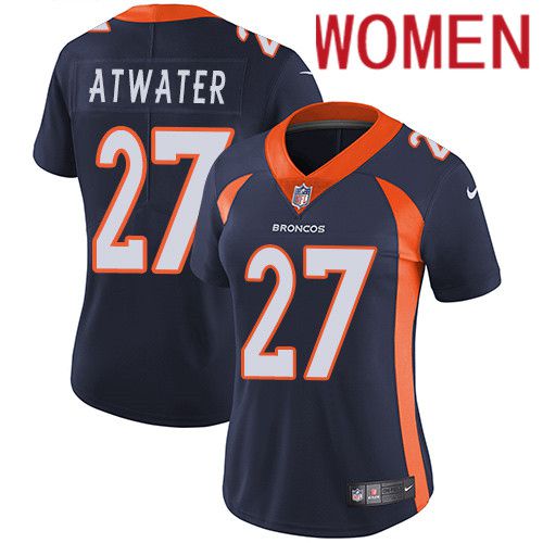 Women Denver Broncos 27 Steve Atwater Navy Blue Nike Vapor Limited NFL Jersey